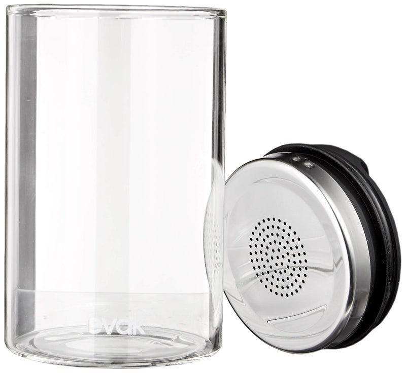 Prepara Evak Fresh Saver Airless Canister, Glass & Stainless, Medium, Soft Touch Black Handle - Image 2